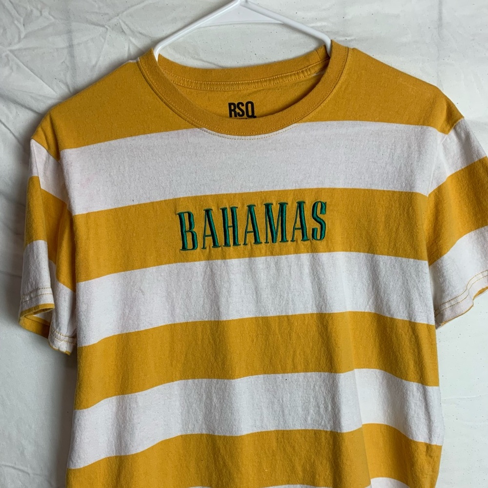 RSQ white and yellow striped bahama Tshirt